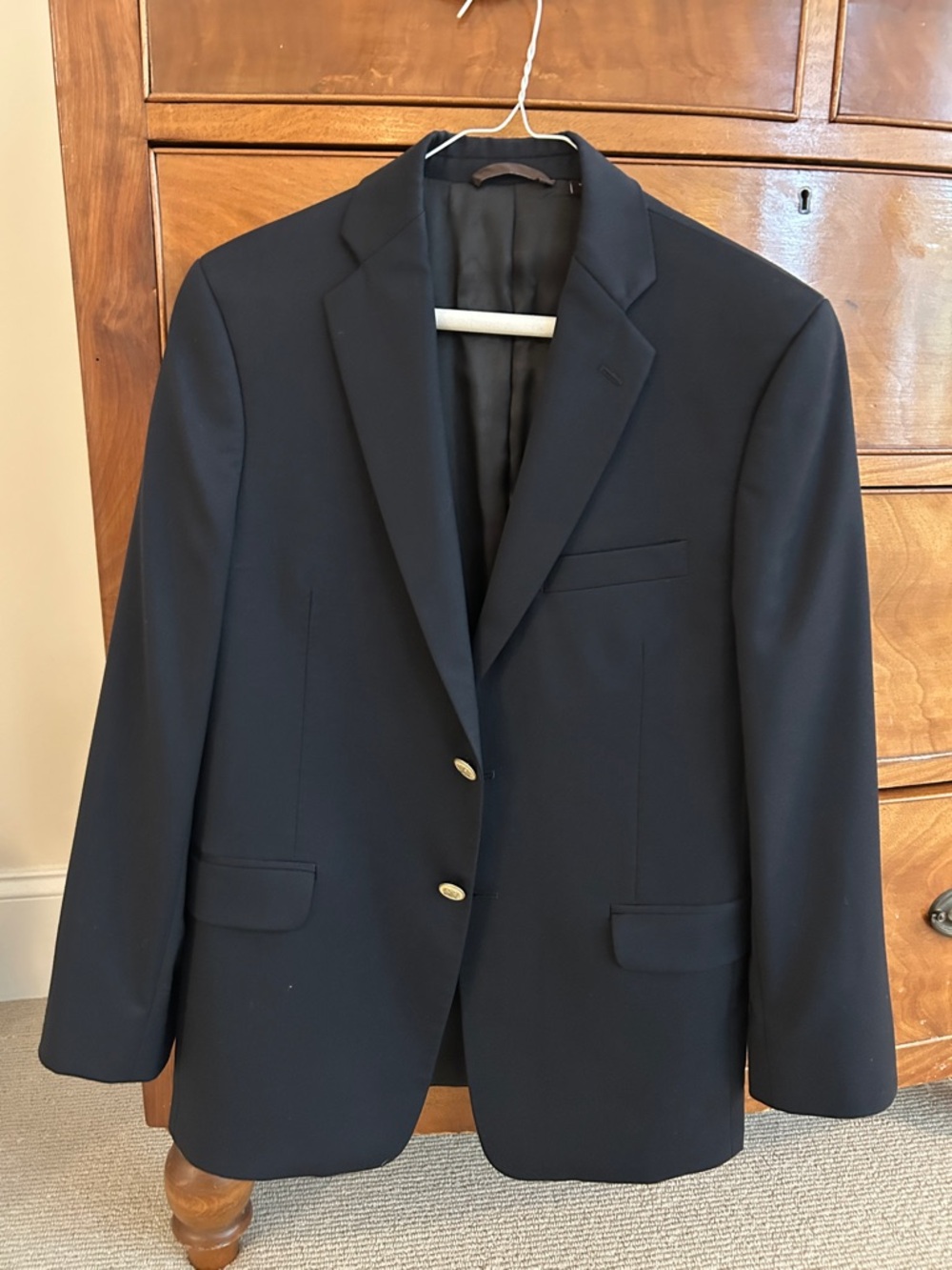 Boys' Navy Two-Button Blazer with Gold Buttons
